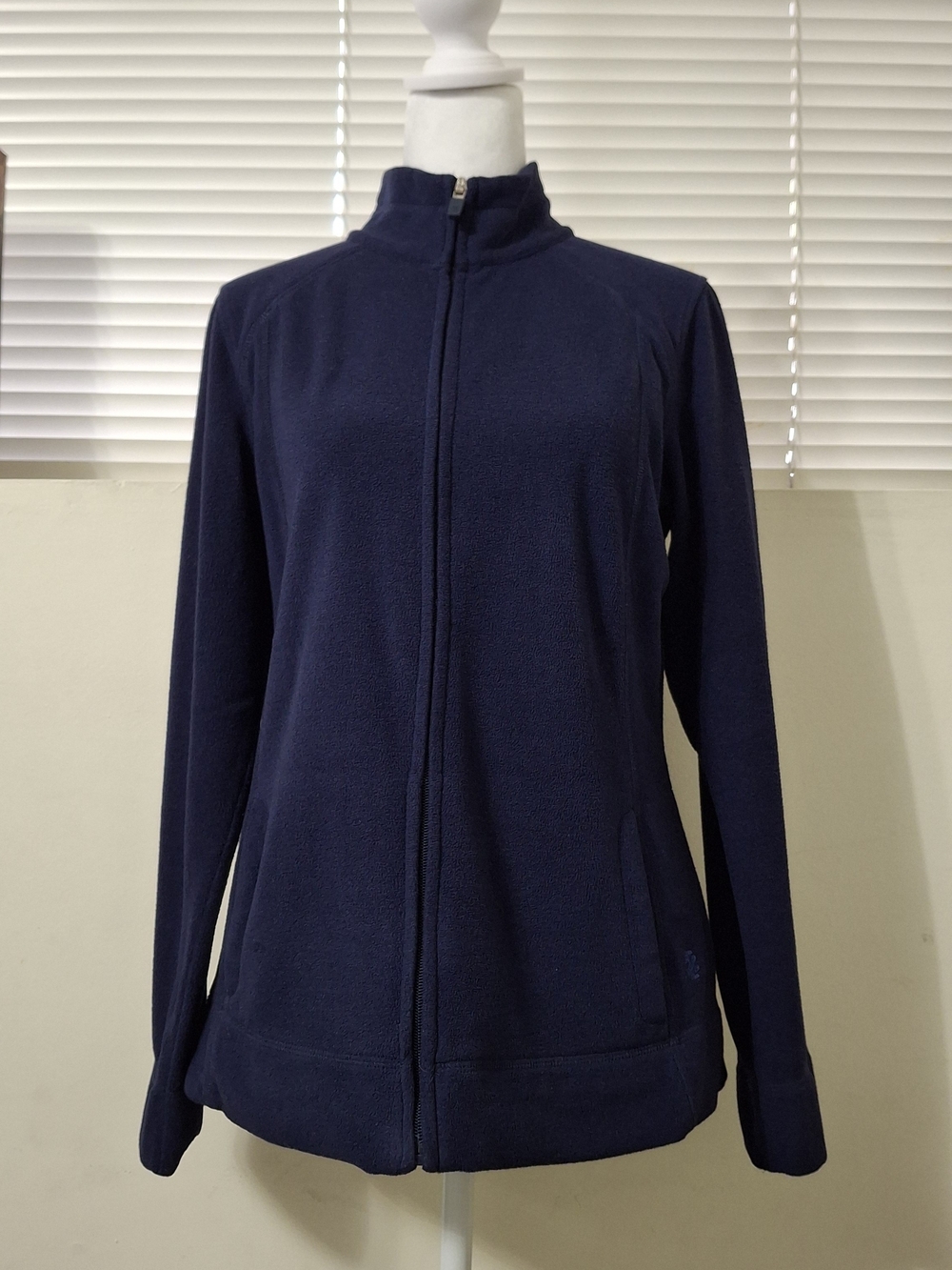 IZOD Women's Navy Blue Full Zip Fleece Jacket Size Small S/P